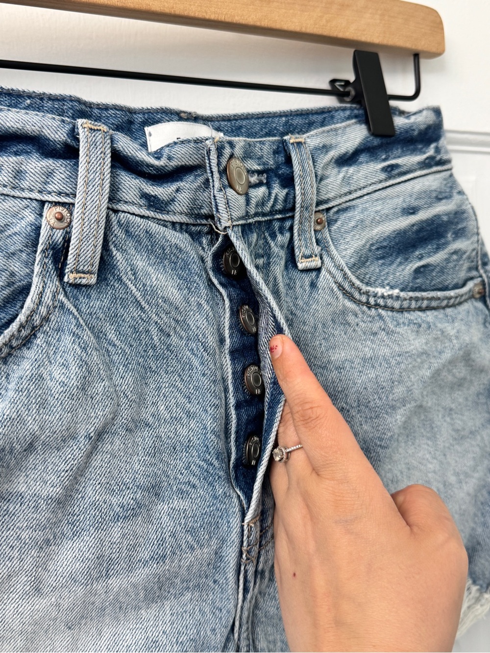 Revolve PISTOLA Nova Shorts High Waist Distressed Denim Sz 24 - Picture 7 of 12